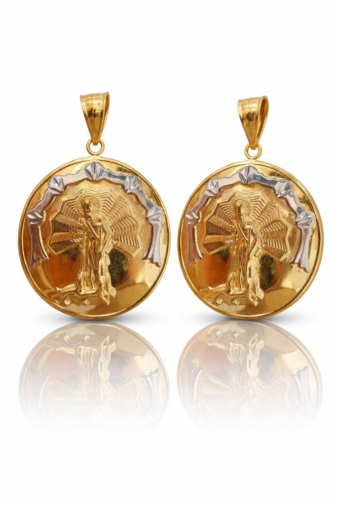 10KT LARGE TWO TONE DETAILS SAN LAZARO ROUND PENDANT Size LARGE Weigth 8.1GR