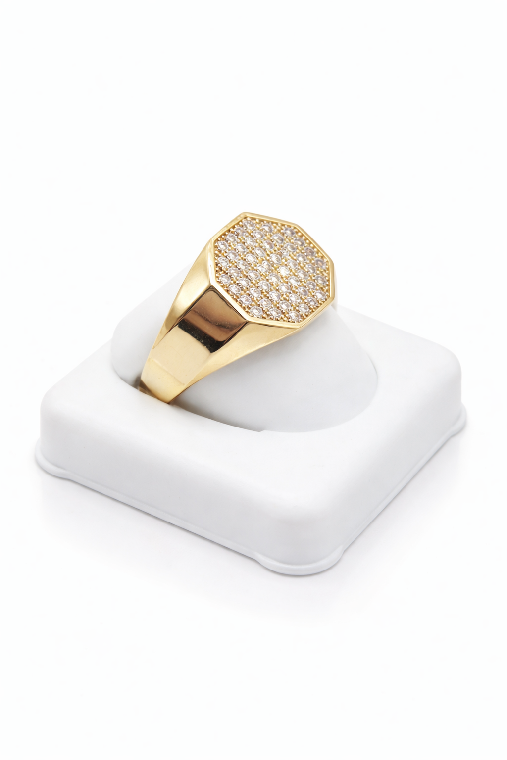 10KT SPECIAL OFFER MODERN HEXAGON CZ RING Size 10 Weigth 3.2GR