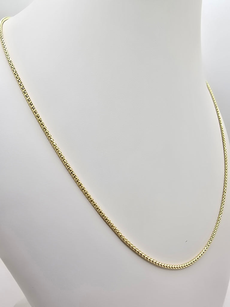 10KT POP CORN CHAIN  Size 24INCH 1.5MM Weight 2.9GR