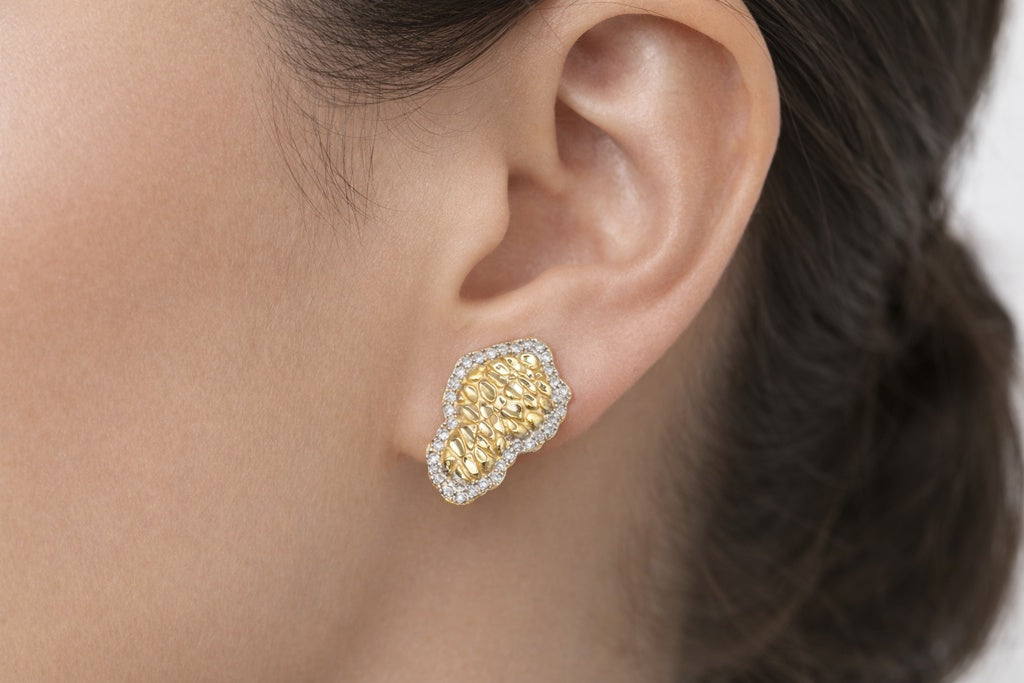 10KT TEXAS MAP DIAMOND EARRINGS Size 0.30CTW
