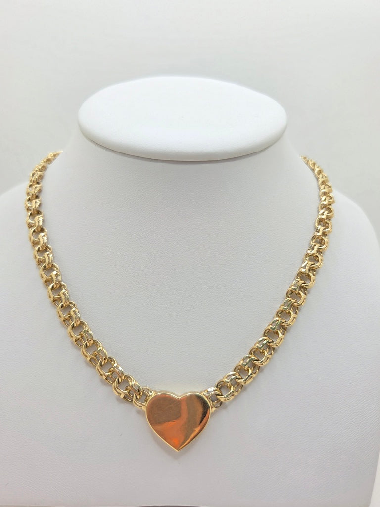 10KT HEART CHINO LINK NECKLACE Size 18INCH Weight 37.9GR