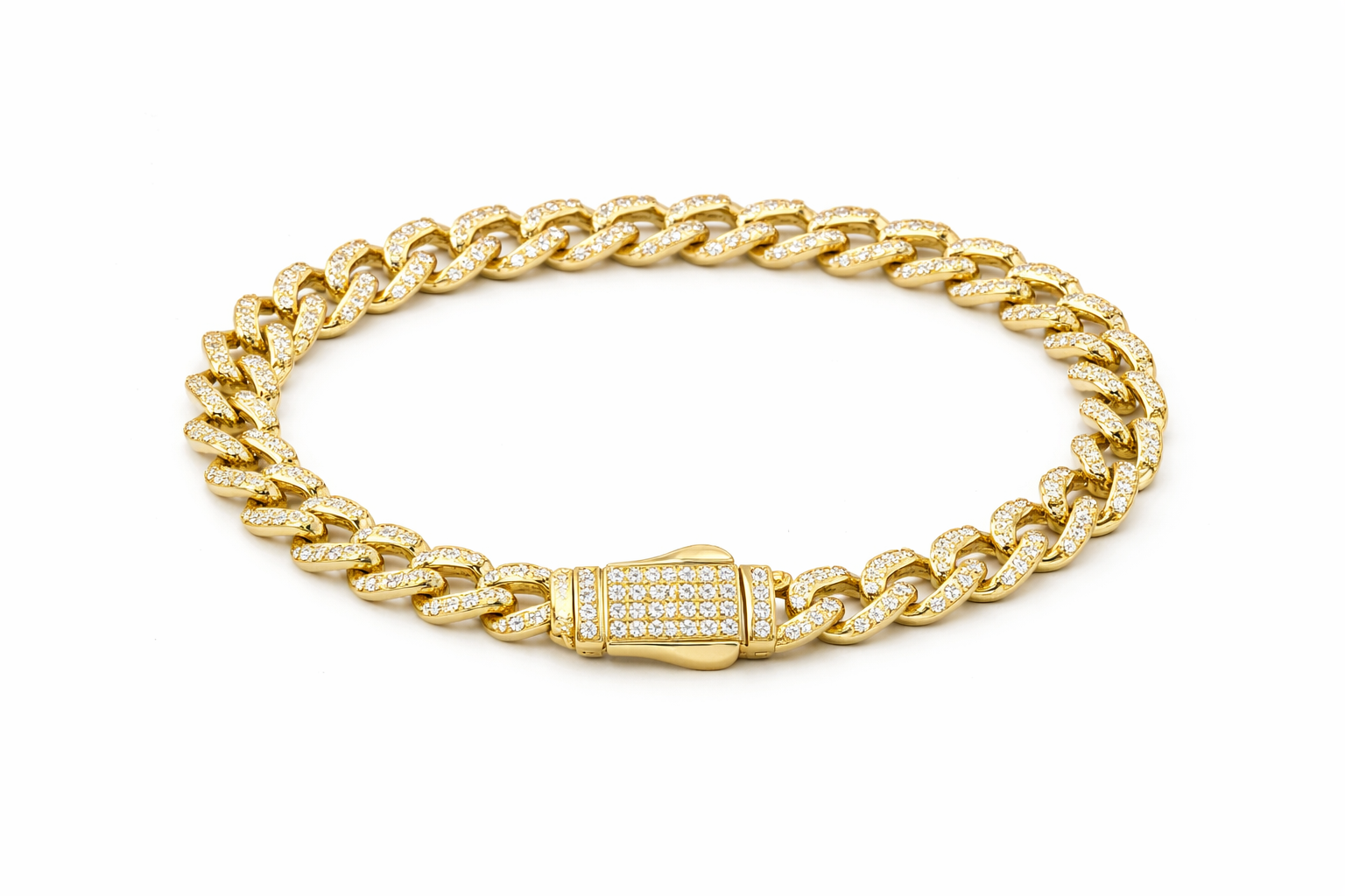 10KT CZ MONACO STYLE BRACELET Size 7.5INCH 5MM Weigth 6.1GR