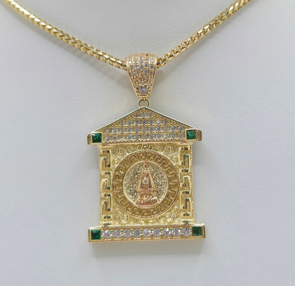 14KT CZ GREEK DETAIL HOUSE STYLE CARIDAD PENDANT Weight 8.8GR