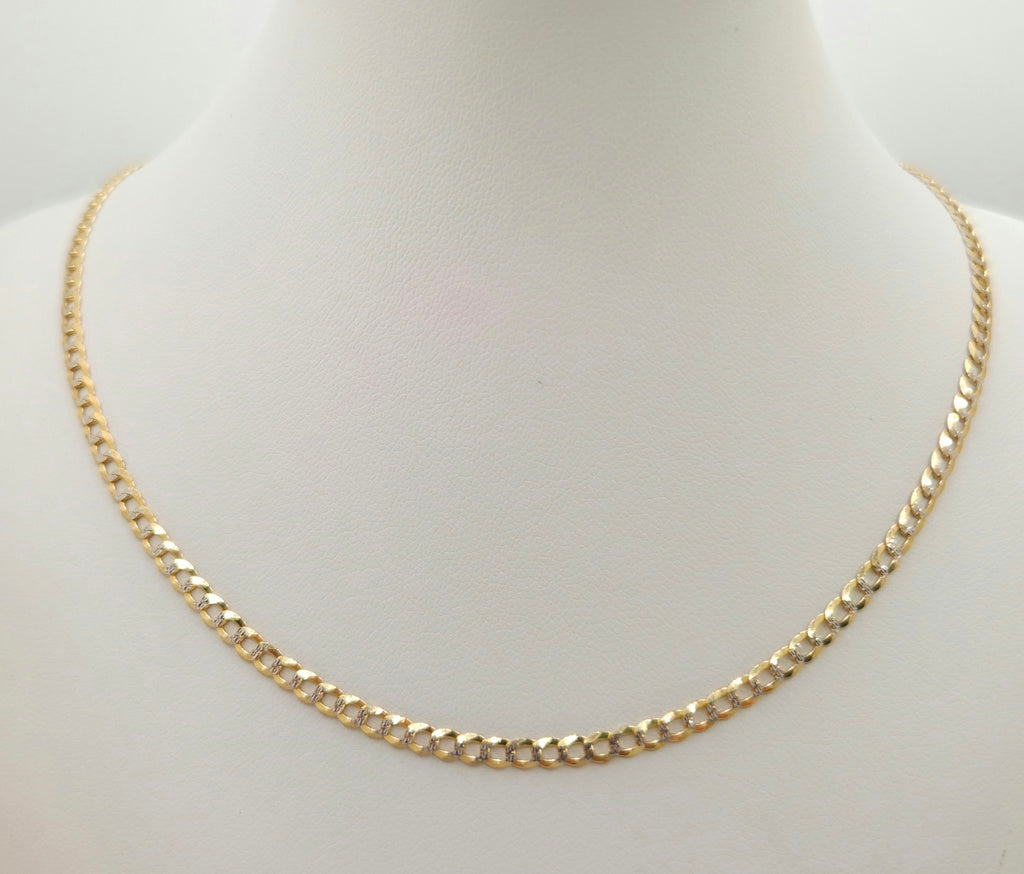 10KT TWO TONE CUBAN CURB FLAT Size 20INCH 4MM Weight 6.9GR