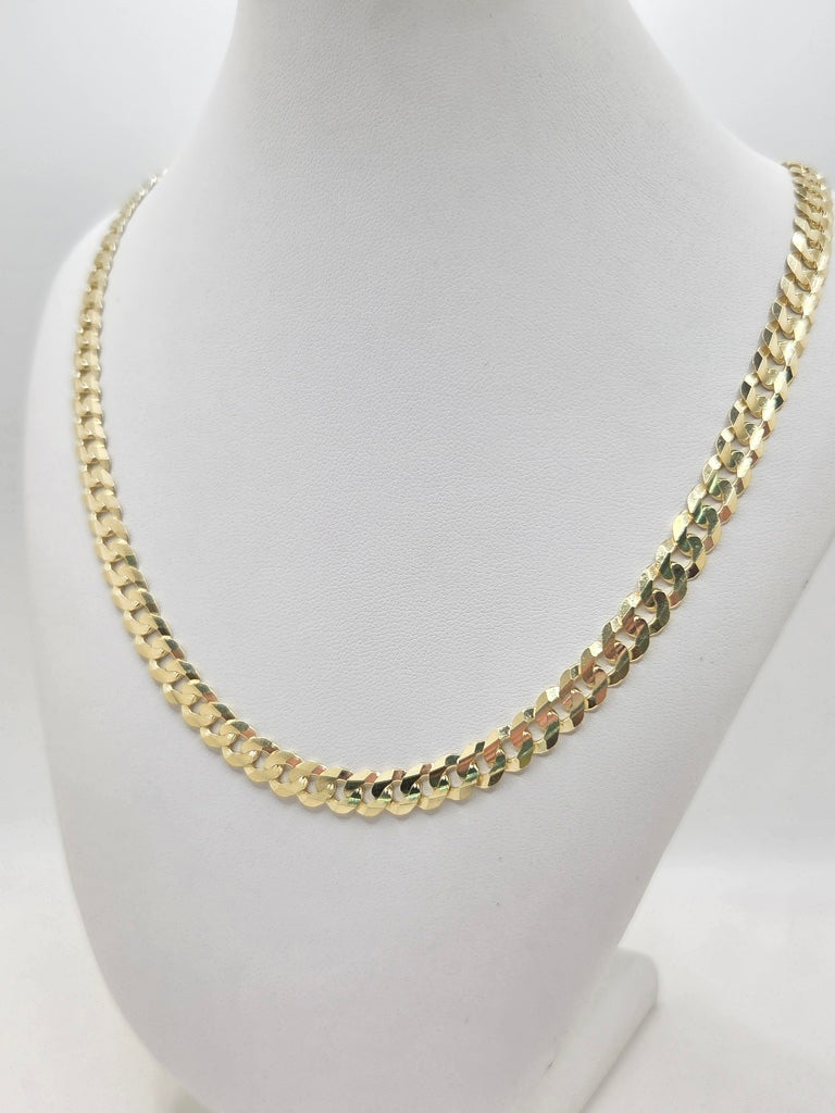 14KT SOLID CUBAN CURB FLAT CHAIN CLOSE LINK Size 22INCH 6.9MM Weight 31.5GR