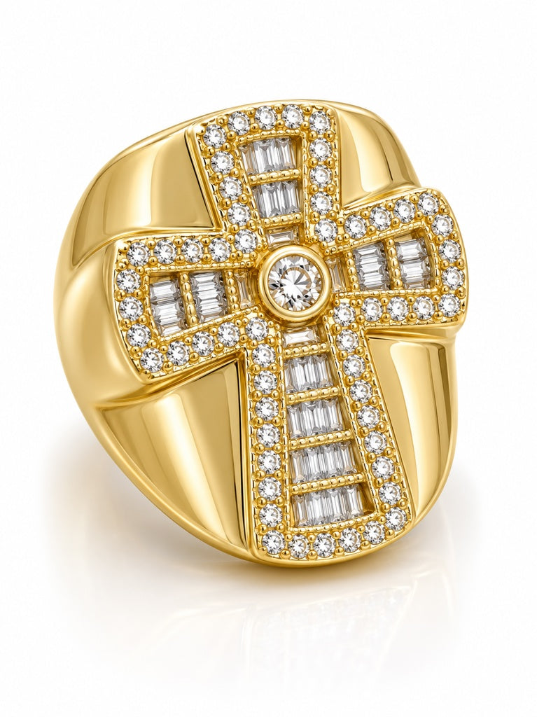 10KT CROSS RING Size 11 Weigth 12.6GR