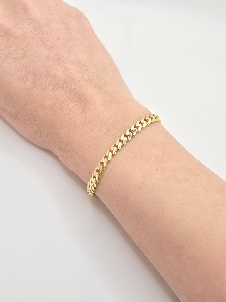 10KT CERTIFIED MONACO BRACELET CZ CLOSURE Size 7INCH 5MM Weight 5GR