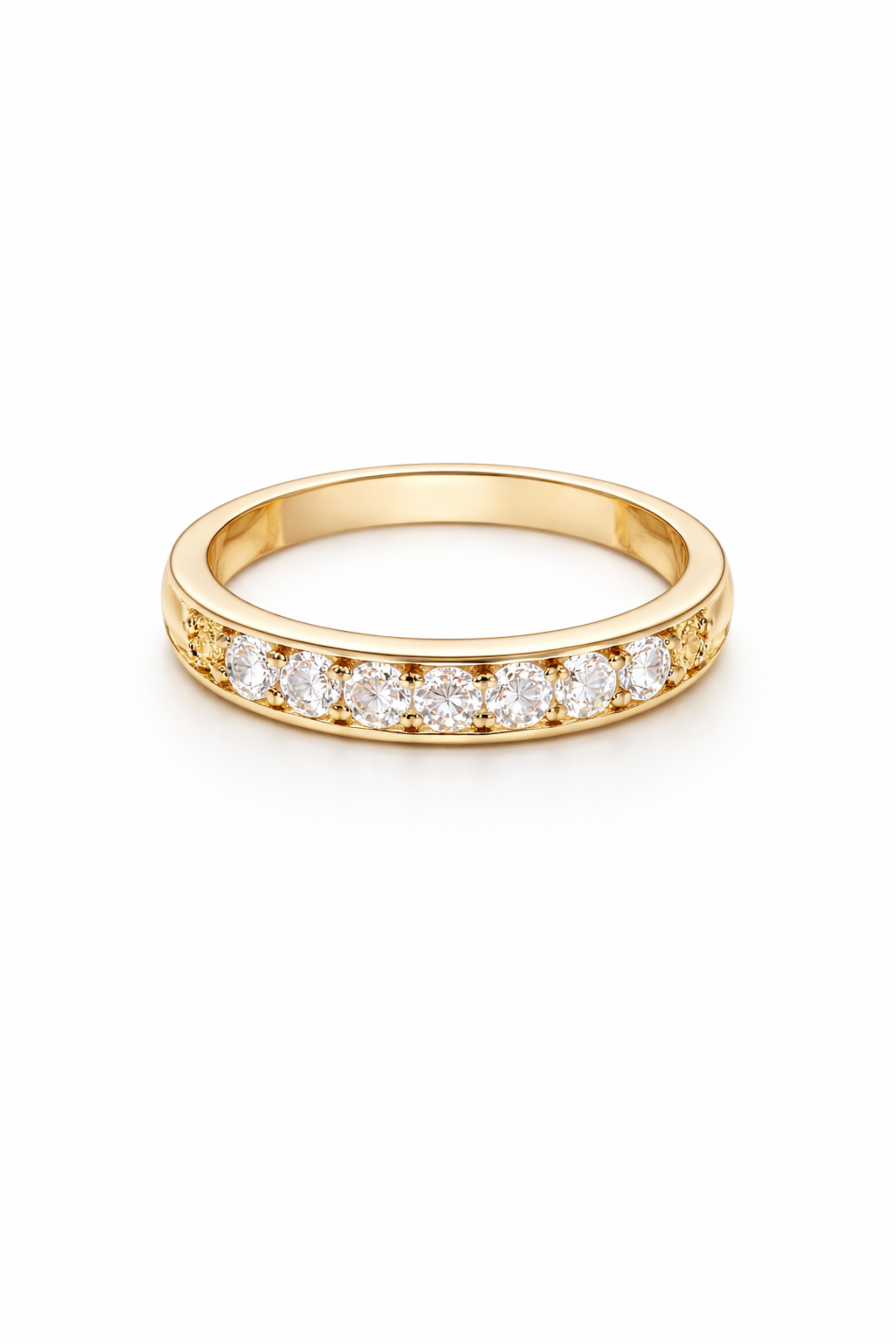 14KT DELICATE WOMAN'S DIAMOND BAND RING  Size 6.5 Weight 3.8GR