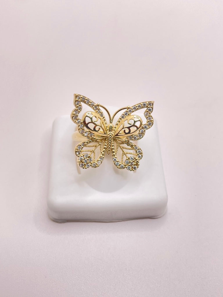 10KT FANCY GOLDEN BUTTERFLY RING Size 8 Weight 4.4GR