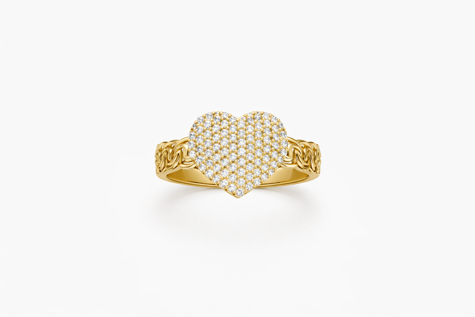 10KT CHINO LINK CZ HEART RING Size 6 Weight 2.5GR