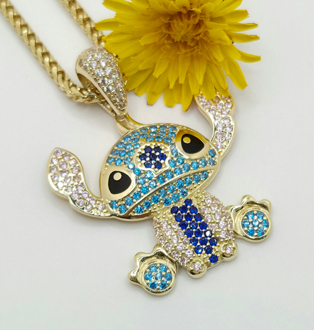 10KT BLUE CZ STITCH PENDANT Weight 4.4GR