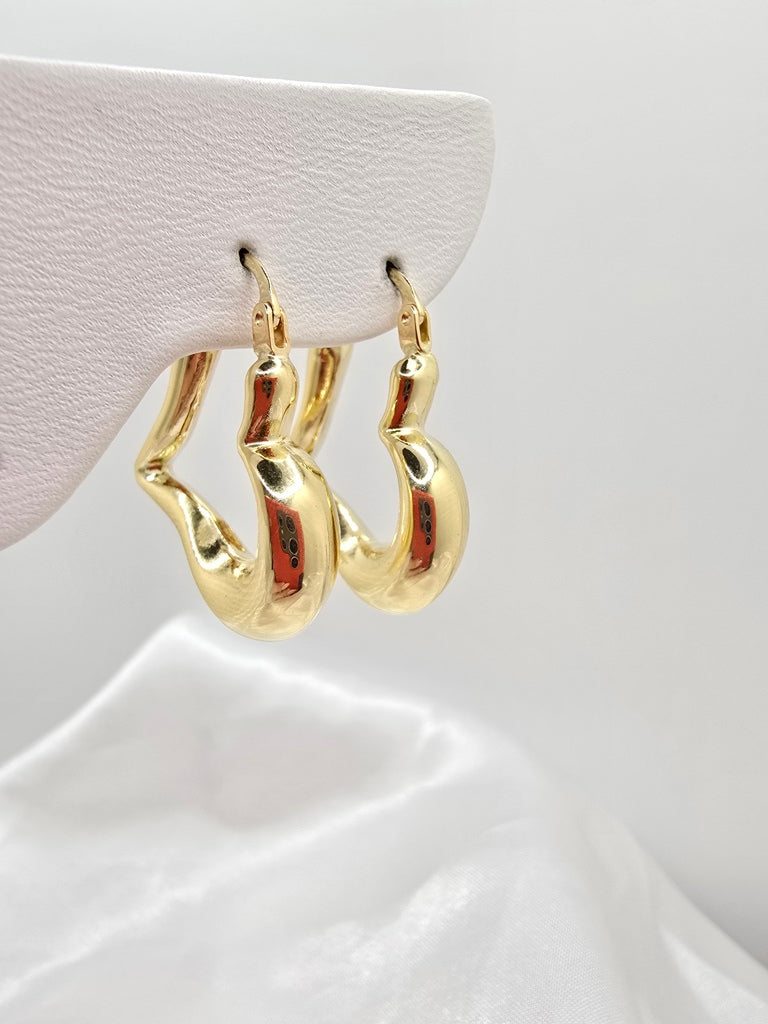 14KT SMALL HEART HOOPS EARRINGS Weight 3.4GR