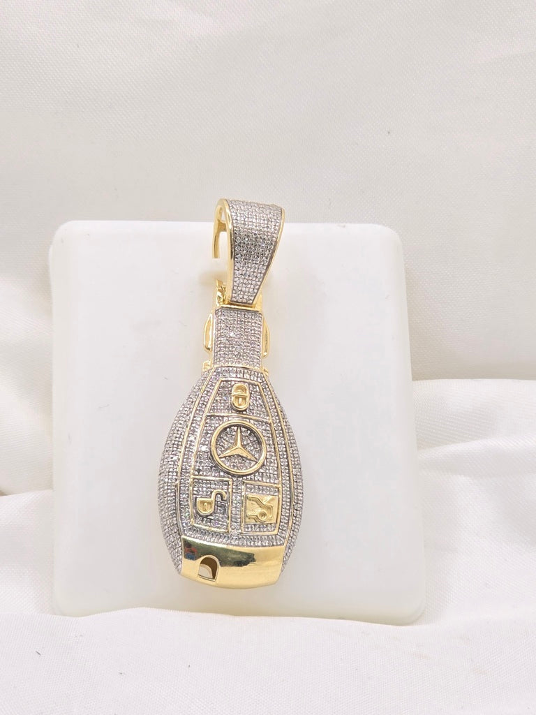 10KT MERCEDEZ BENZ KEY DIAMOND PENDANT