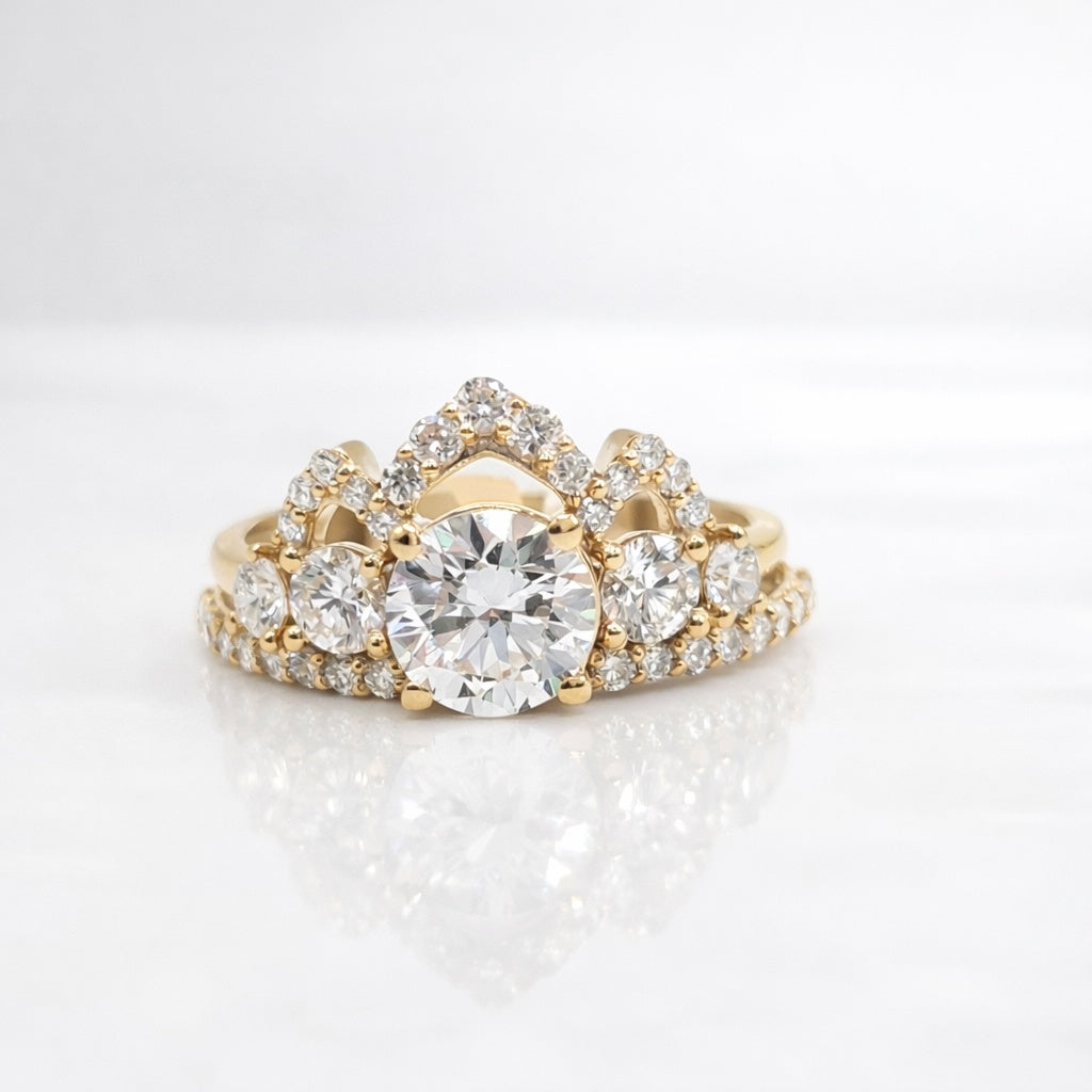 14KT ELEGANT LAB DIMOND CROWN STYLE PROMISE RING Size 7 / 1.86CT / 2.05GM