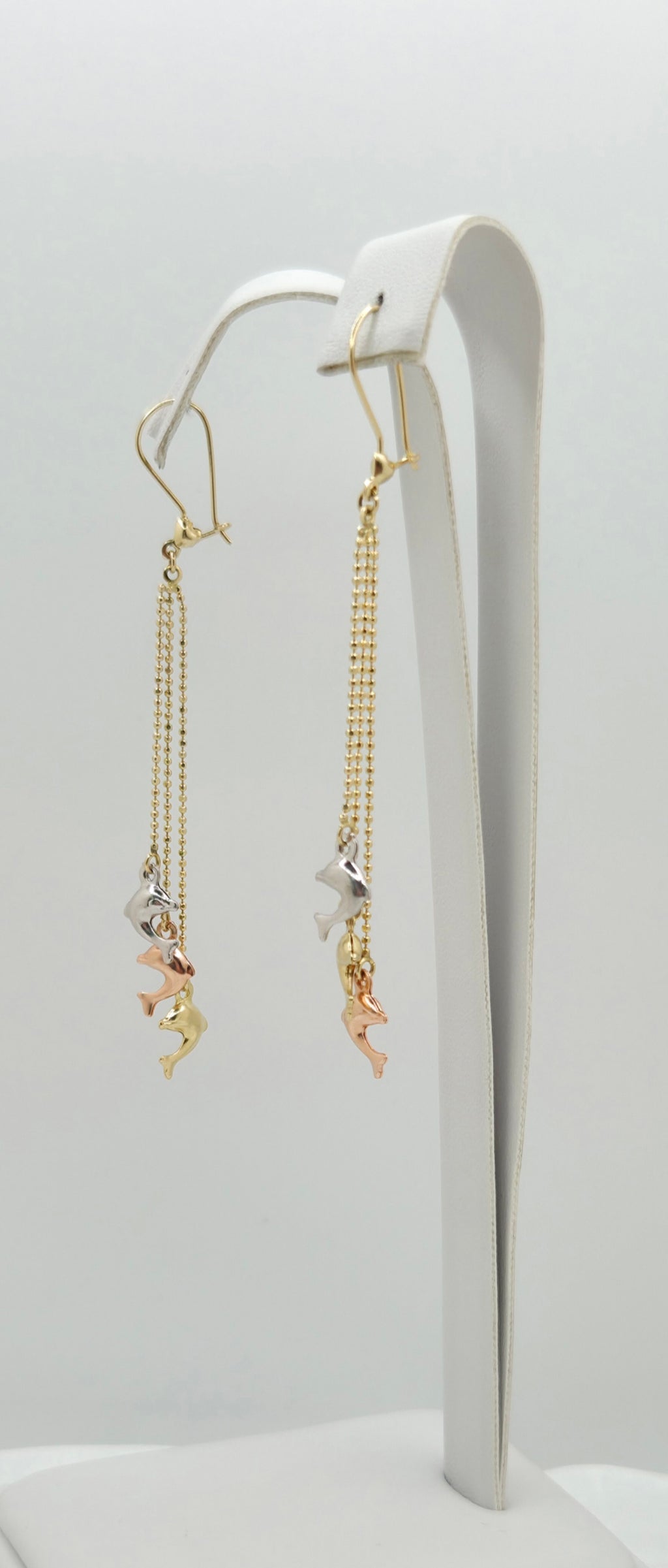 10KT THREE TONE DOLPHIN PENDANTS EARRINGS Weight 3.2GR