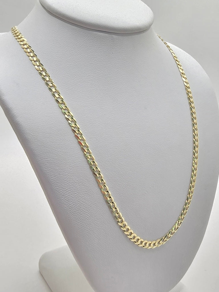 10KT SOLID CUBAN CURB FLAT CHAIN Size 3MM 24INCH Weight 8.1 GRS
