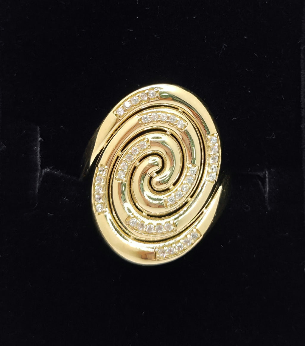 14KT MODERN CZ SPIRAL RING Size 7 Weight 3.9GR