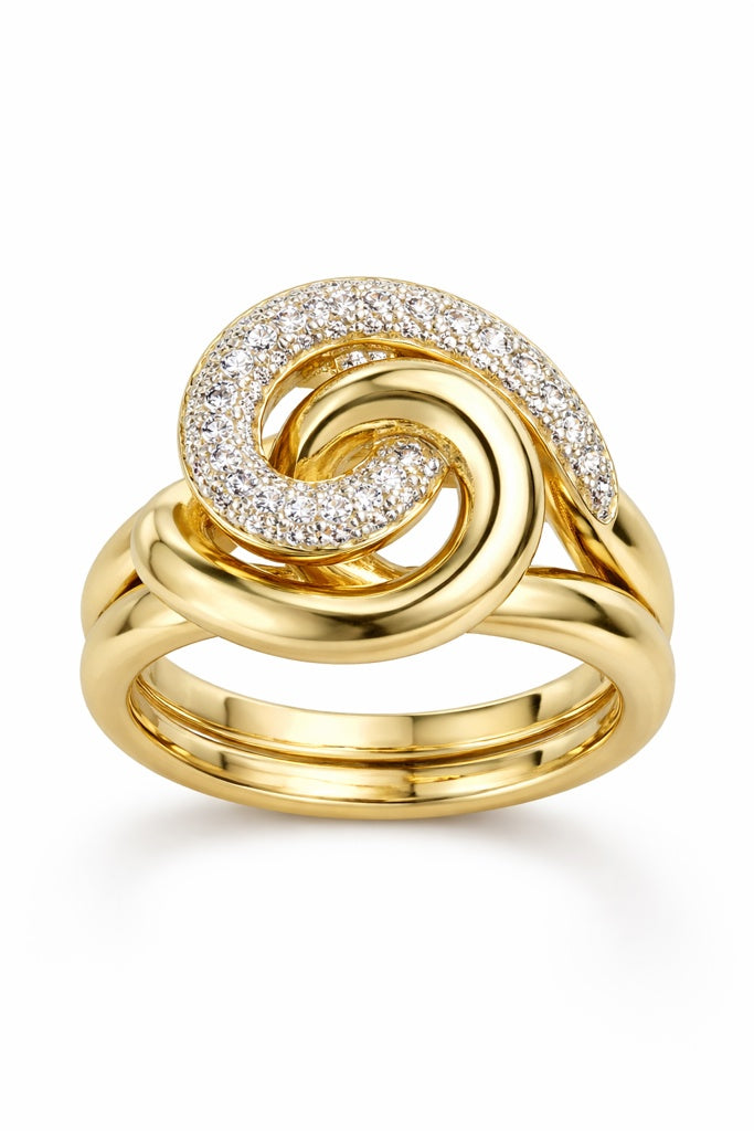 14KT MODERN CZ DETAILS SPIRAL WOMAN'S RING Size 8 Weight 5GR