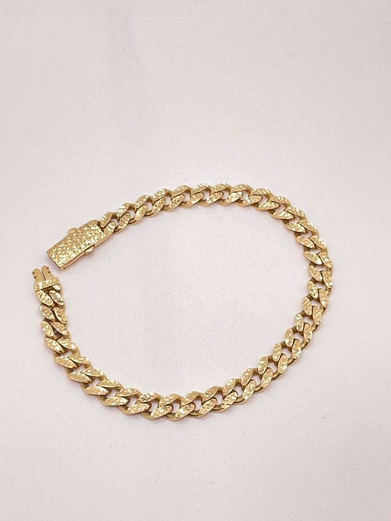 10KT DIAMOND CUT MONACO STYLE BRACELET Size 8INCH 7MM Weight 9.6GR