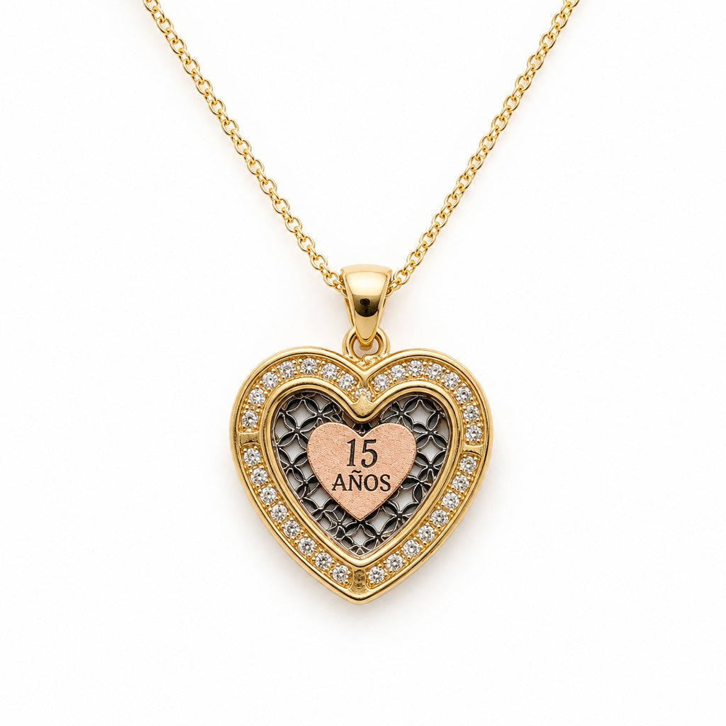 10KT 15 YEAR HEART PENDANT Size  Weigth 1.2GR