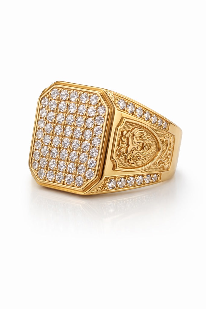 14KT ELEGANT CZ SQUARE STYLE RING Size 11.5 Weigth 9.6GR