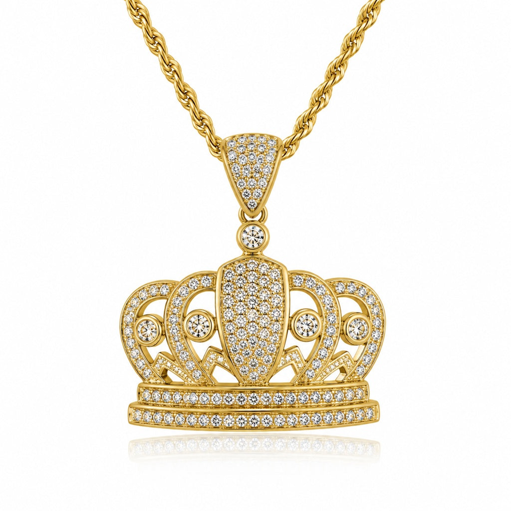 10KT MODERN CZ CROWN PENDANT Size MEDIUM Weigth 8GR