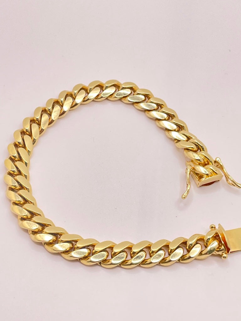10KT SOLID MIAMI CUBAN BRACELET Size 8INCH 9MM Weight 48.4GR