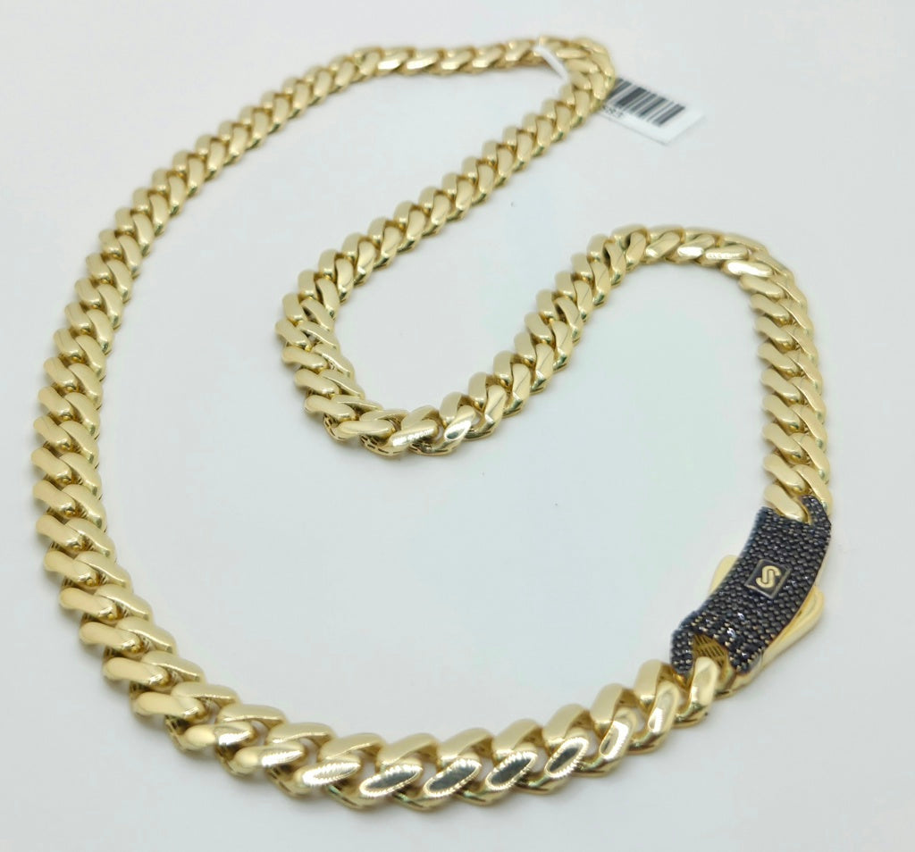10KT CERTIFIED MONACO CHAIN BLACK CZ CLOSURE Size 20INCH 8MM Weight 20.3GR