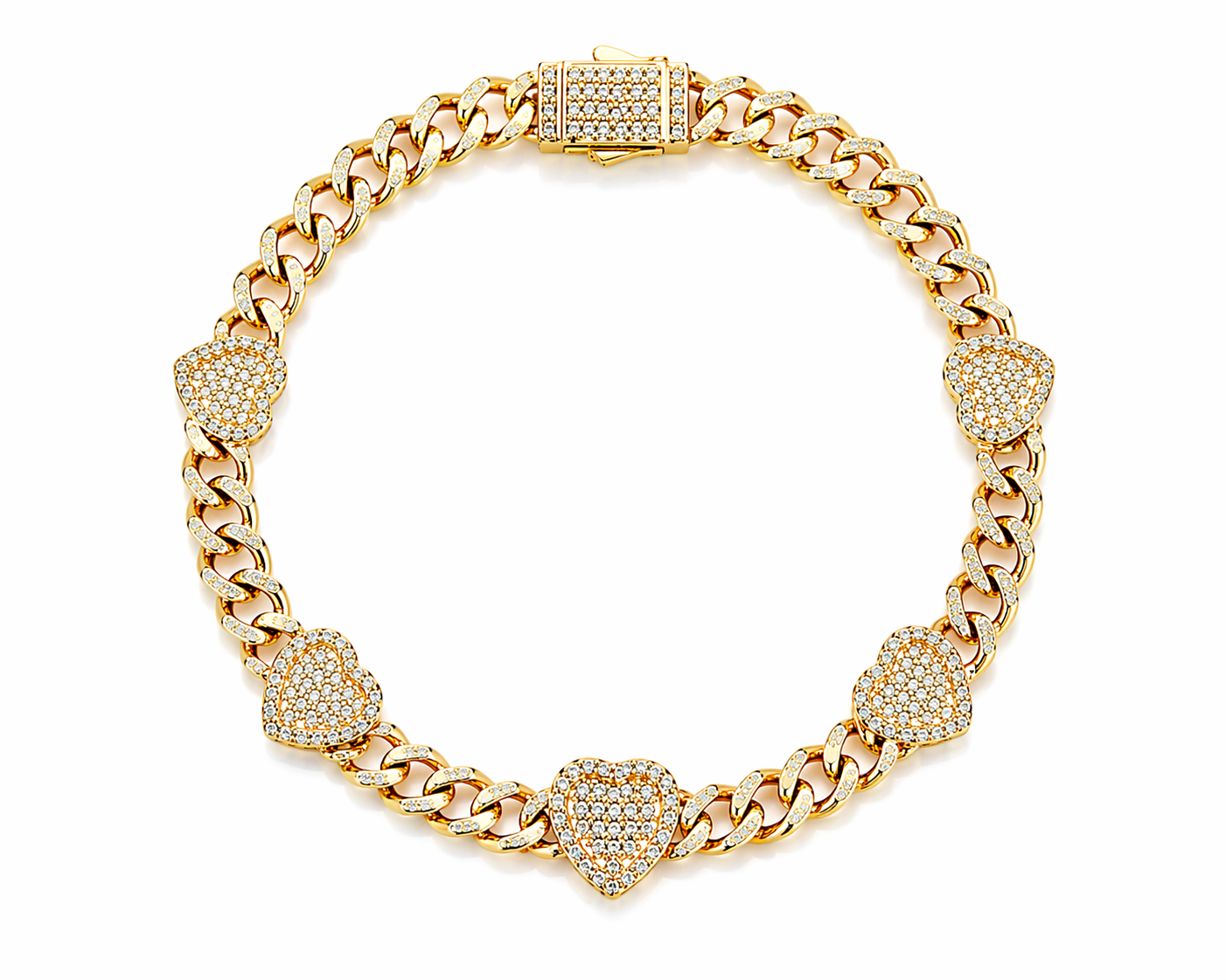 14KT KAROL G STYLE HEART BRACELET Size 7INCH 5MM Weigth 8.7GR