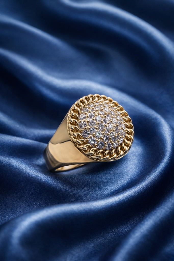 10KT ROUND ROPE CZ DETAIL RING Weight 7.2GR