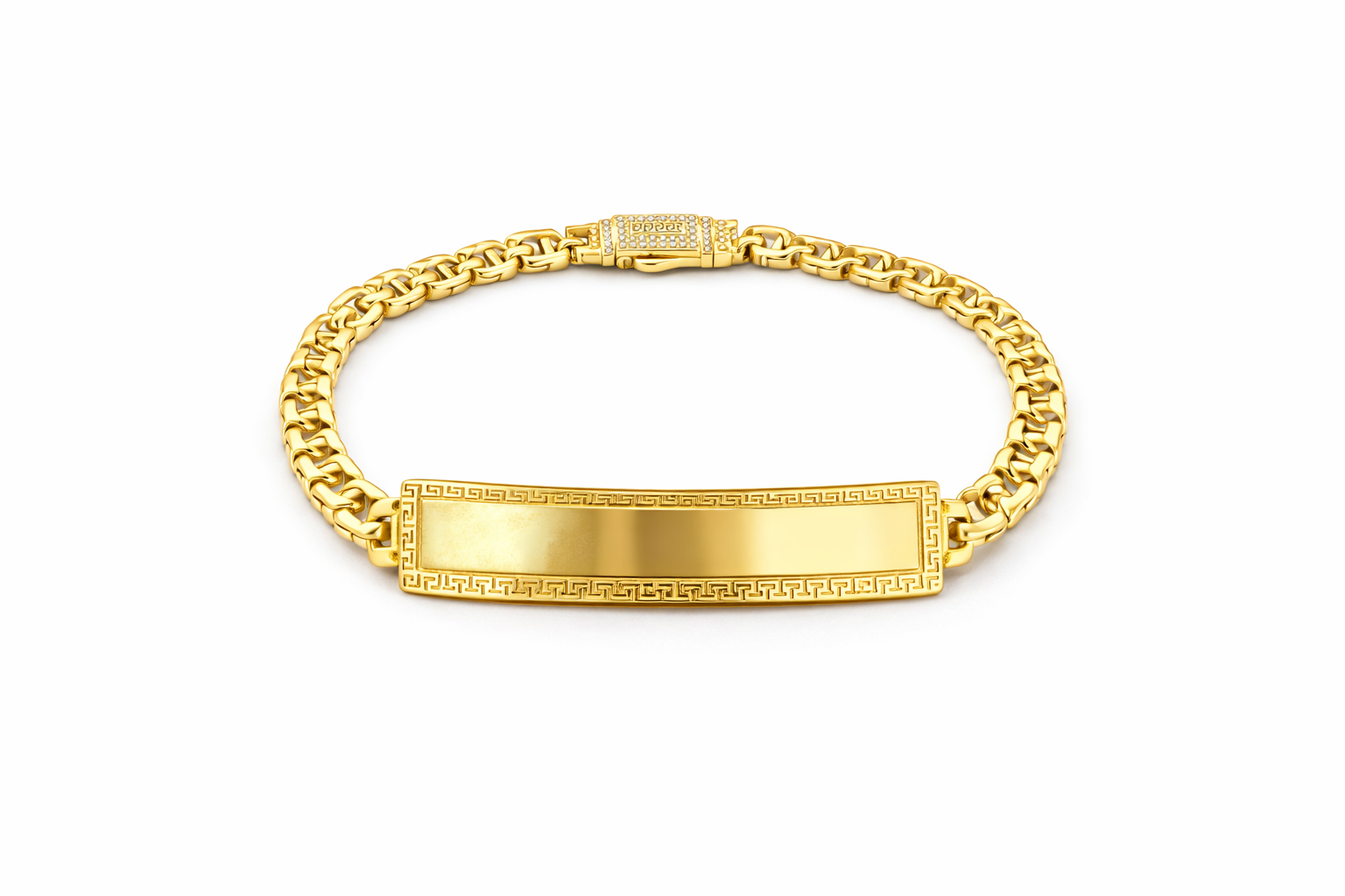 10KT GREEK DESIGN CHINO BAR ID BRACELET Size 6MM 7.5IN Weigth 11.60GRS