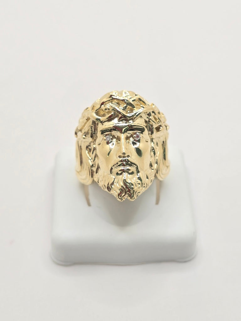 10KT ALL GOLD JESUS CRISTO FACE RING Size 10 Weight 13GR