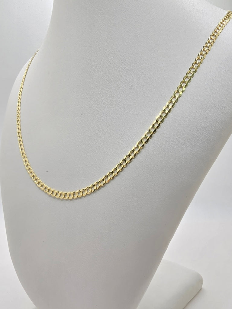10KT SOLID CUBAN CURB FLAT CHAIN Size 24INCH 3.5MM Weight 6.5GR