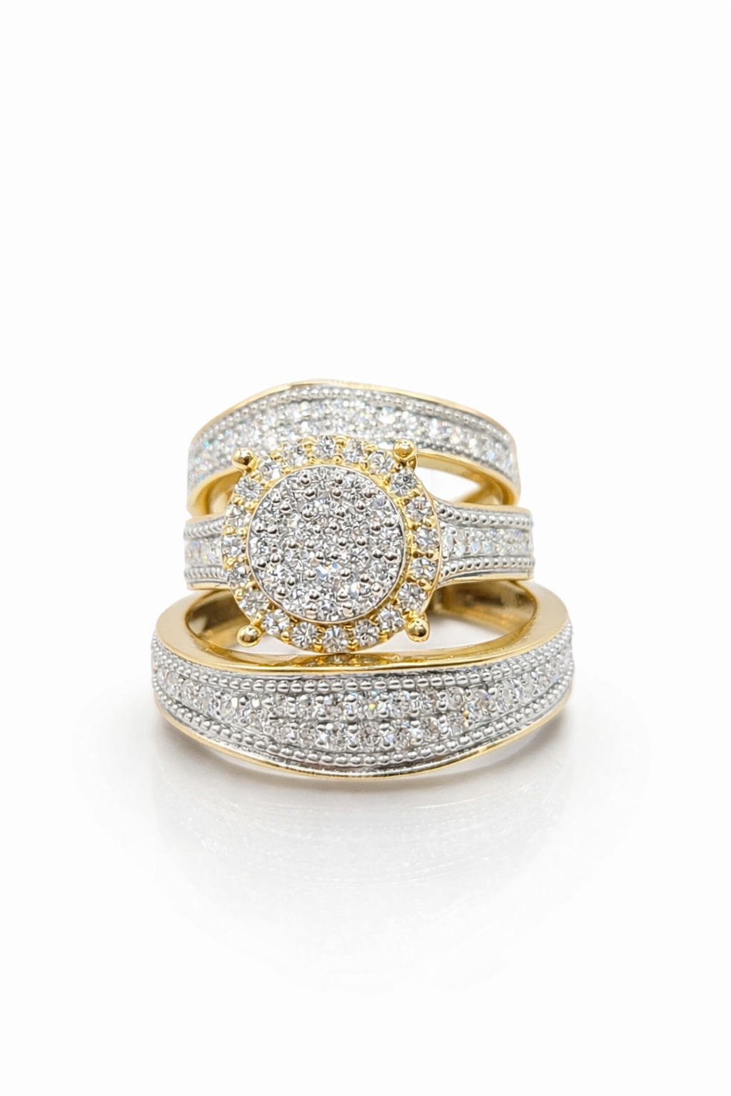 14KT LAB DIAMOND ENGAGEMENT TRIO RING Size W-7.5 M-10.5 / 1.35CT