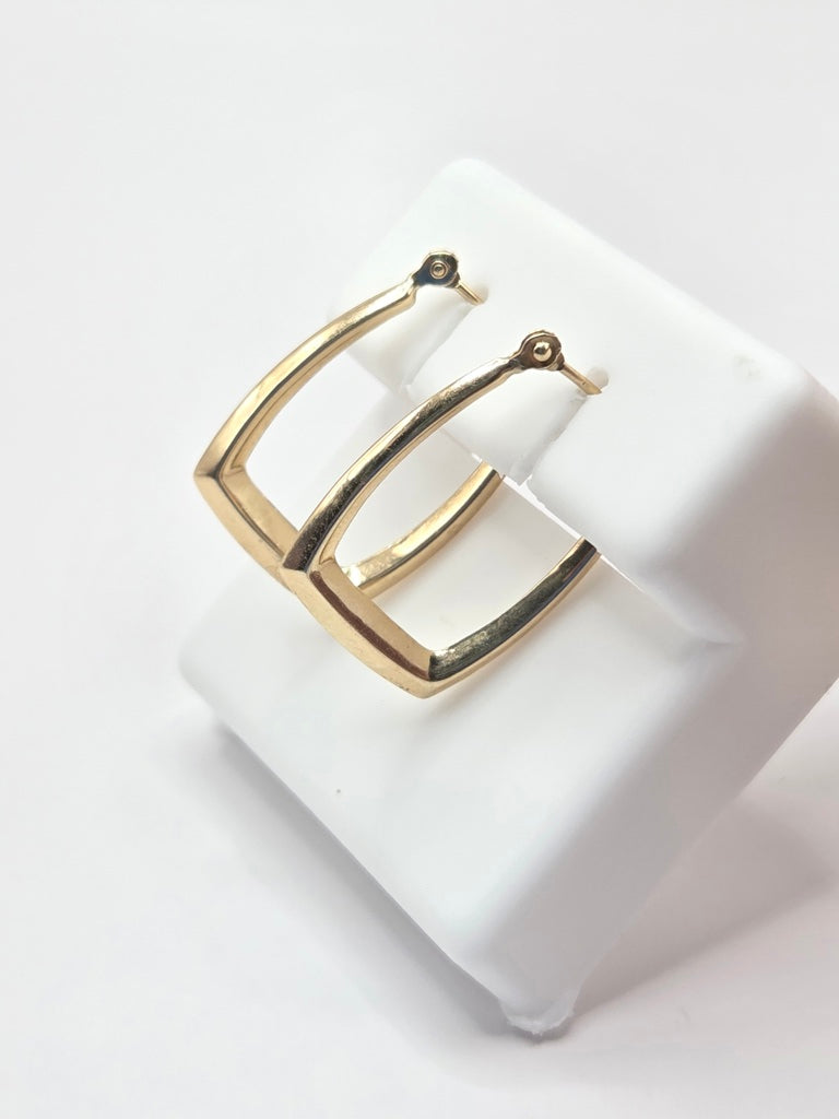 14KT VINTAGE STYLE SQUARE HOOPS EARRINGS Weigth 0.8GR