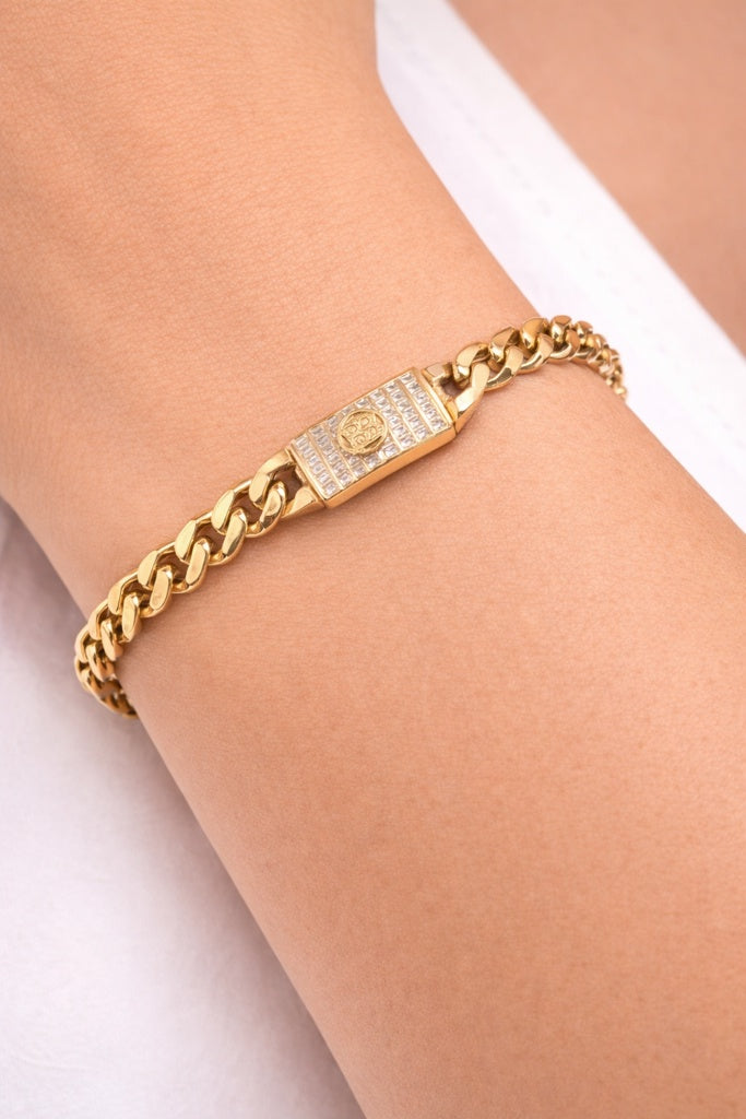 10KT MONACO STYLE BRACELET Size 9MM 8IN Weigth 8.7GRS