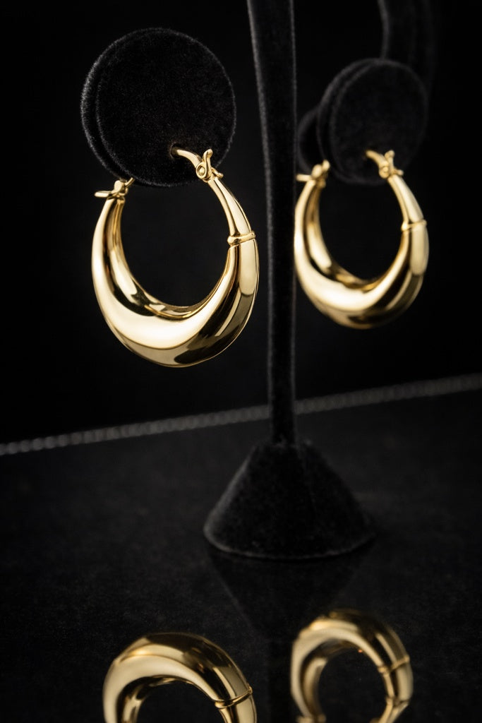 14KT MODERN ELEGANT HOOPS EARRINGS Size 2 Weight 2.2GR