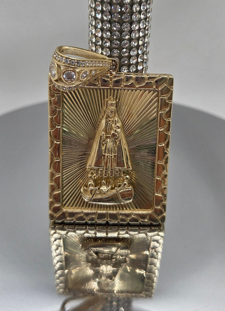 10KT LARGE SQUARE VIRGEN DE LA CARIDAD PENDANT Weight 15.5GR