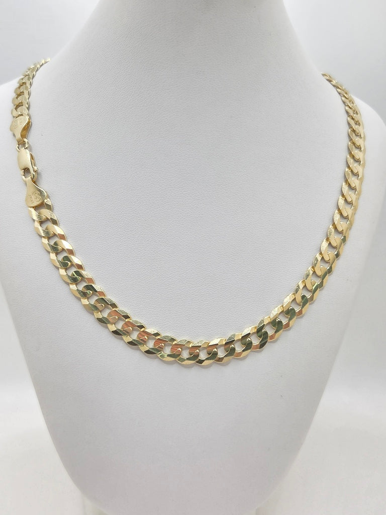14KT SOLID CUBAN CURB FLAT CHAIN CLOSE LINK Size 22INCH 6.9MM Weight 31.5GR