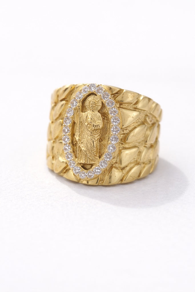 14KT NUGGETS DESIGN SAN JUDAS RING Size 11.5 Weigth 13.5GR