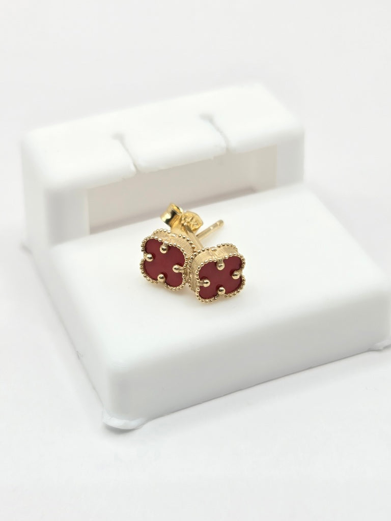 14KT EXTRA SMALL RED CLOVER EARRINGS Size EXTRA SMALL Weigth 1GR