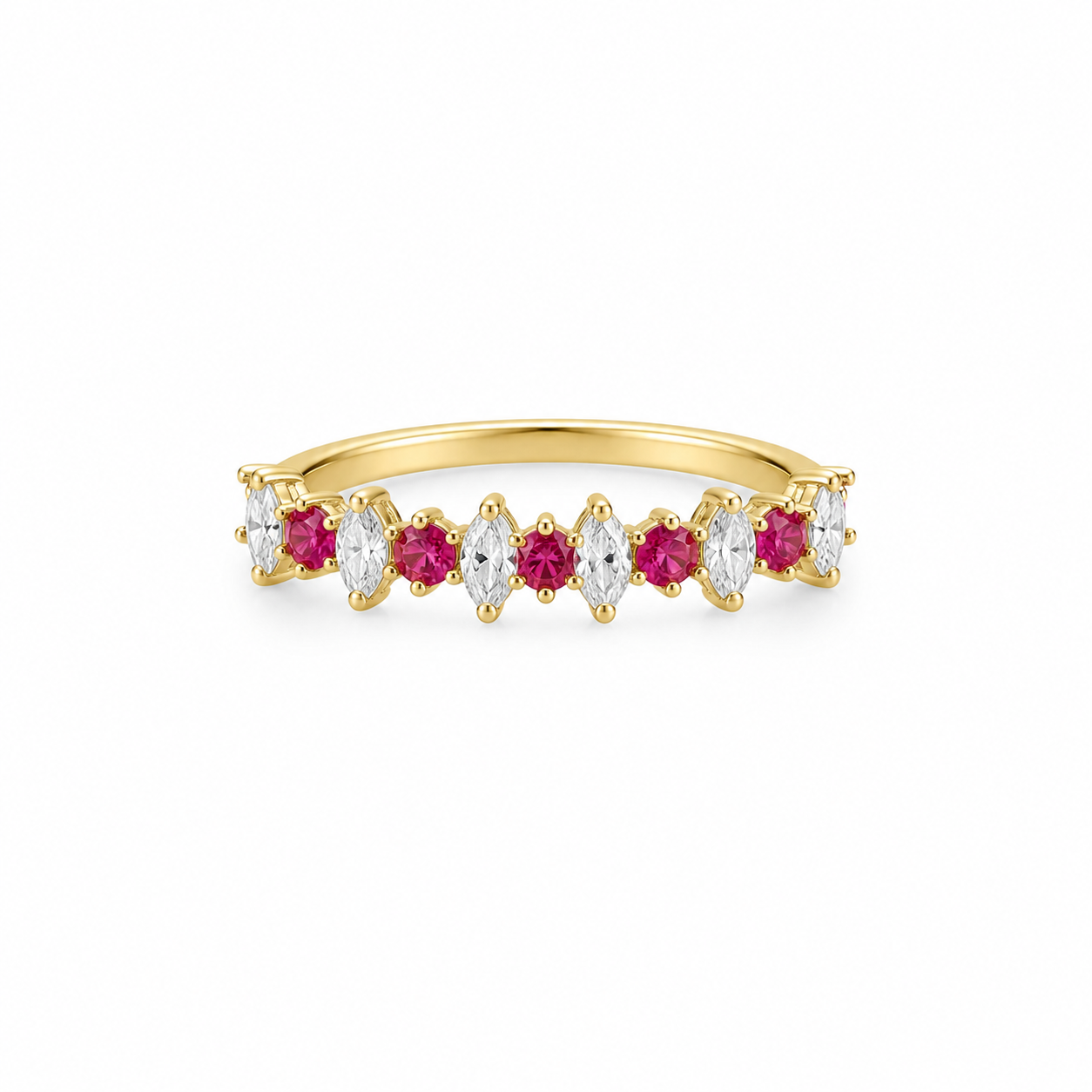 14KT DELICATE SMALL WHITE AND PINK STONS RING Size 7 & 8 Weight 2.2GR