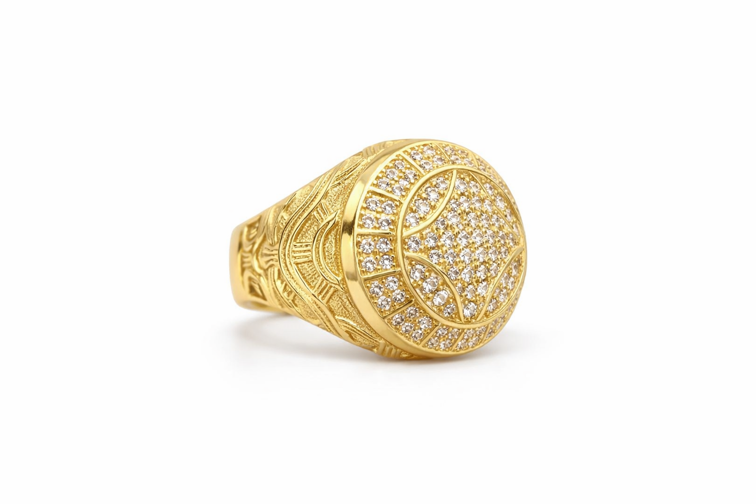 14KT ELEGANT ROUND ROSETTA MAN'S RING Size 10 Weigth 8.1GR