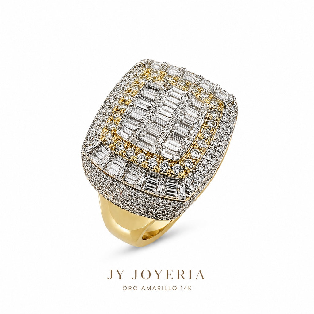 14KT YG BAGUETTE CLUSTER RING Size 10.5 Weigth 12.8GR