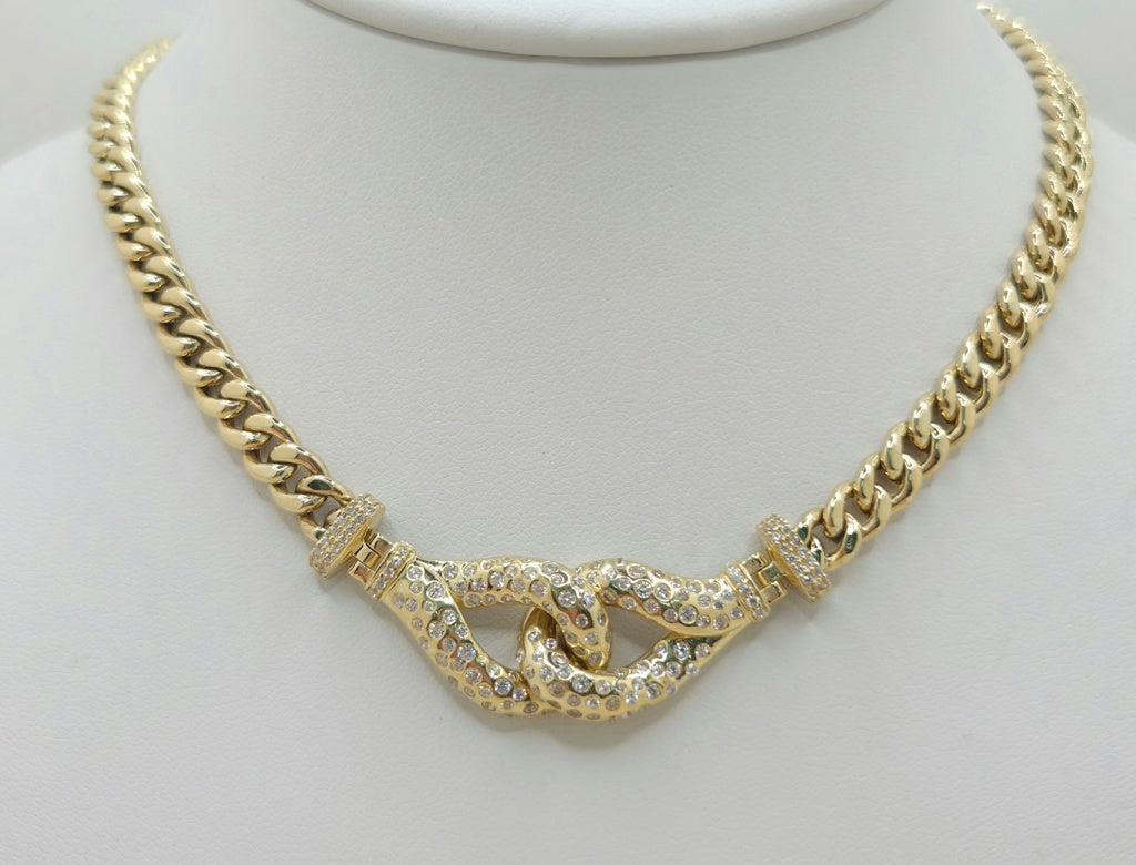 10KT VINTAGE CR DESIGN MIAMI CUBAN NECKLACE Size 18INCH 6.5MM Weight 19.5GR