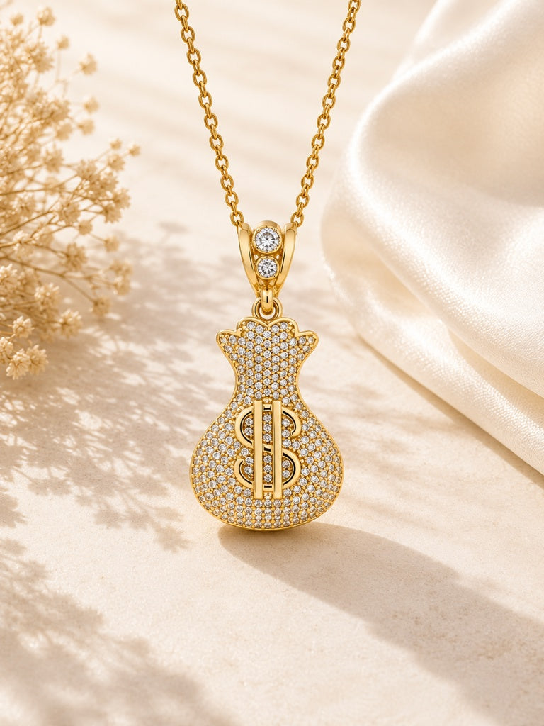 10KT MONEY BAG PENDANT Size  Weigth 4.8GR
