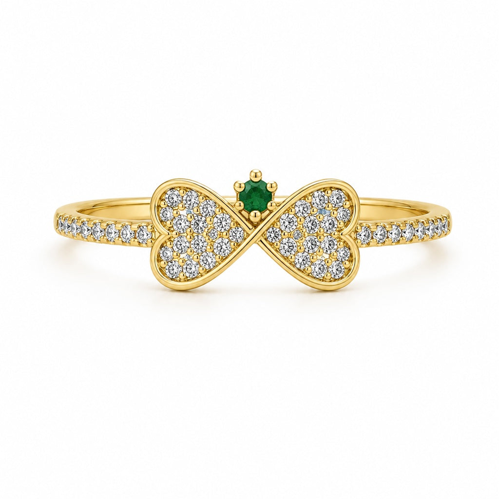 10KT DELICATE CZ RIBBON RING Size 7 Weigth 1.3GR