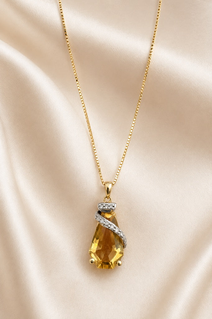 10KT GOLDEN SUN TEARDROP NECKLACE Size 18IN