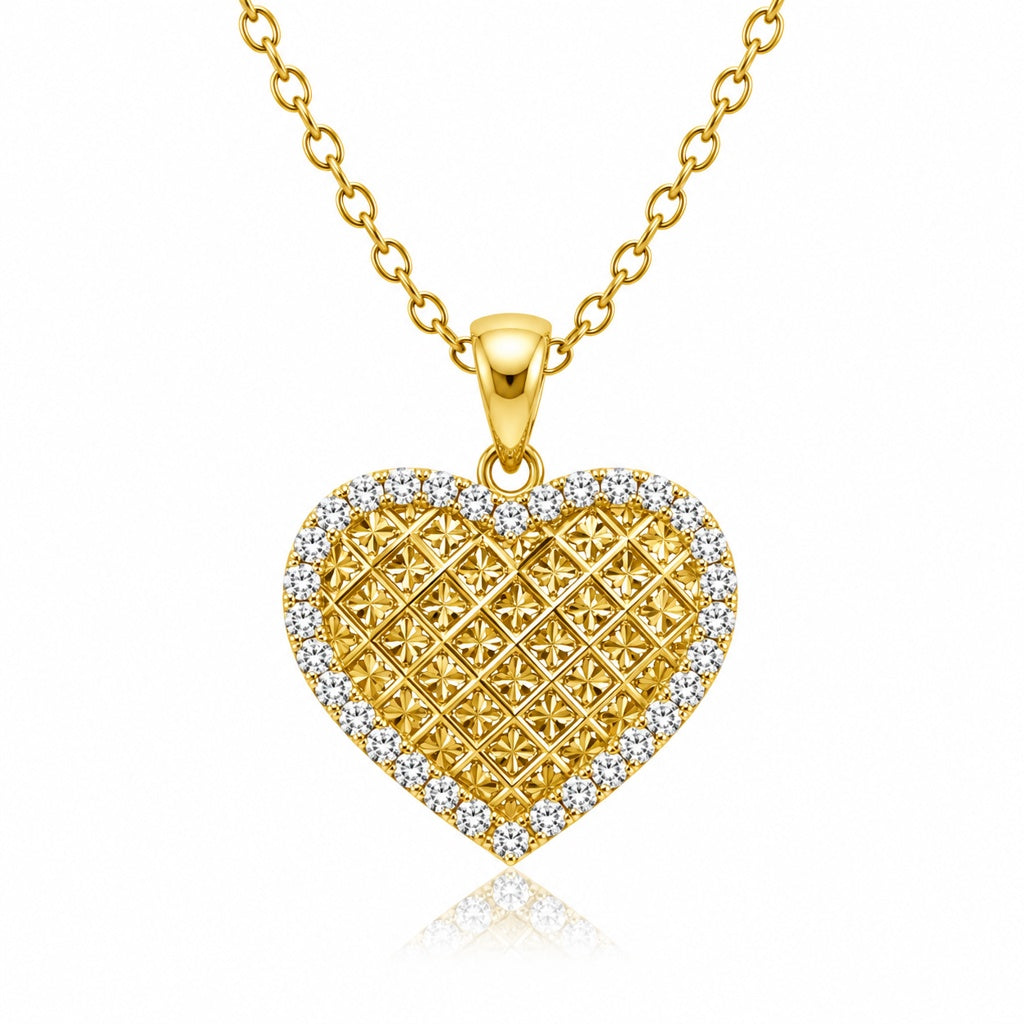 14KT NET DESIGN CZ FRAME HEART PENDANT Size SMALL Weigth 1.1GR