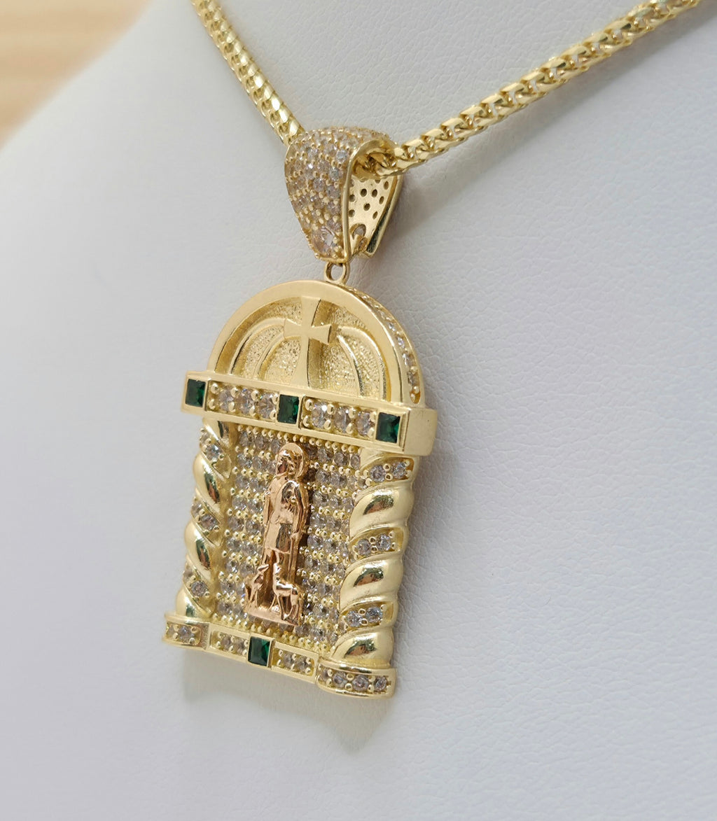 14KT CZ HOUSE STYLE SAN LAZARO PENDANT Weight 9.4GR